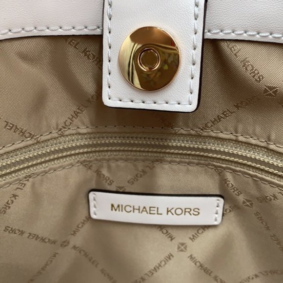 Michael Kors Sienna Large Tote Shoulder Bag Optic White Multi Leather Canvas - Picture 10 of 16